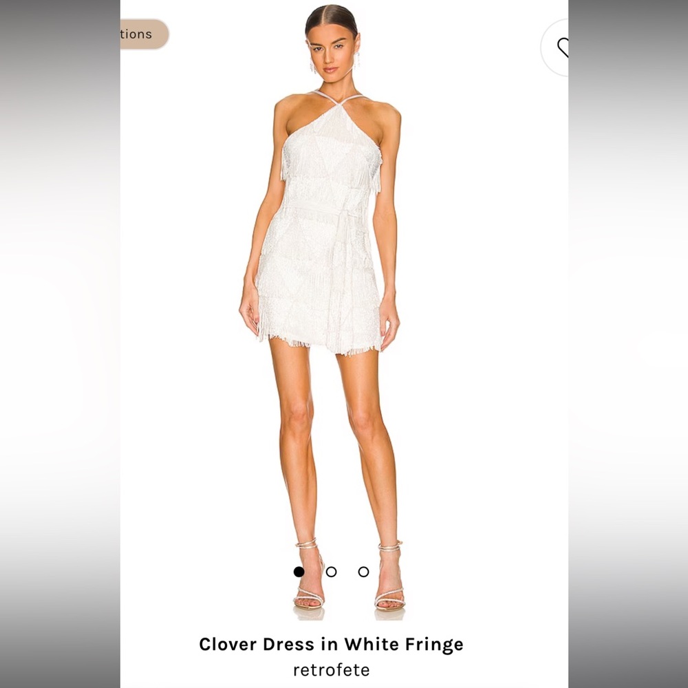 Retrofete Clover Dress in white fringe Size: XS